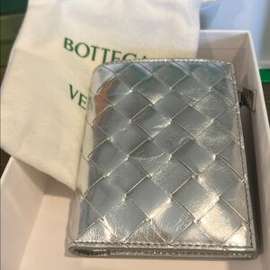 Bottega Veneta Metallic Silver Card Holder